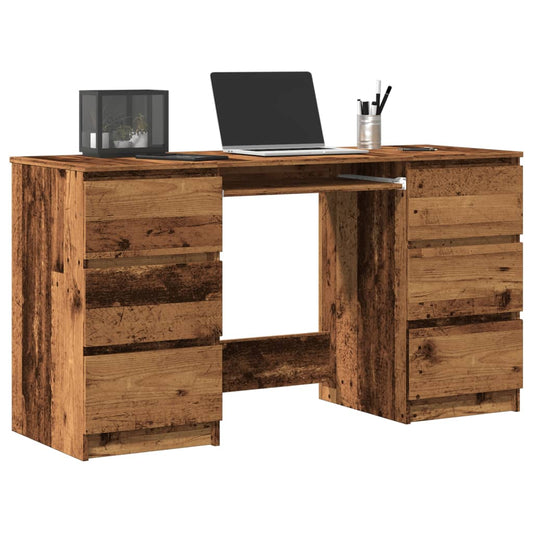 Vintage Writing Desk - 140x50x77 cm, Rustic Engineered Wood