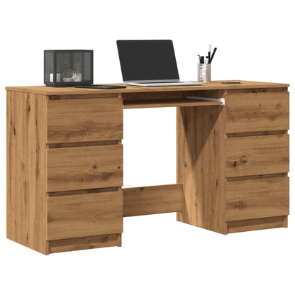 Artisan Oak Writing Desk, 140x50x77 cm, Engineered Wood