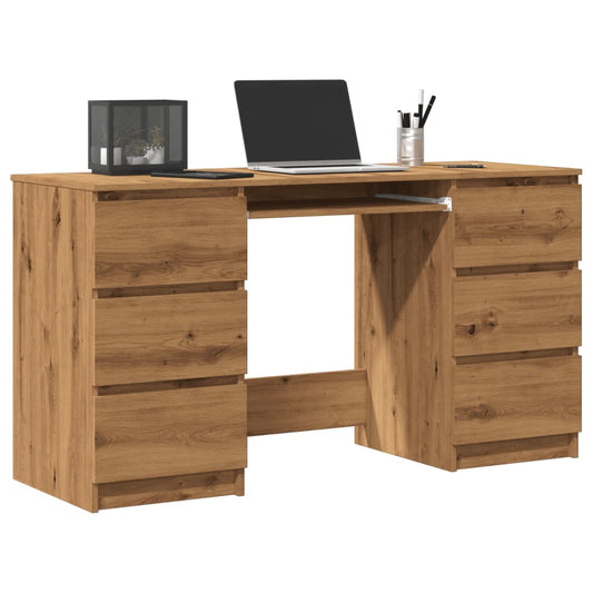 Artisan Oak Writing Desk, 140x50x77 cm, Engineered Wood