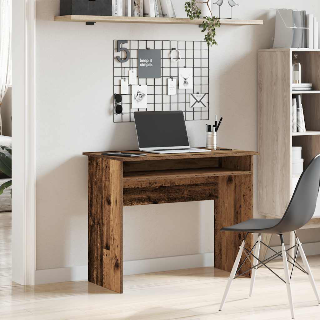 Rustic Engineered Wood Desk, 90x50x74 cm, Antique Finish