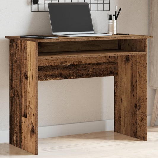 Rustic Engineered Wood Desk, 90x50x74 cm, Antique Finish