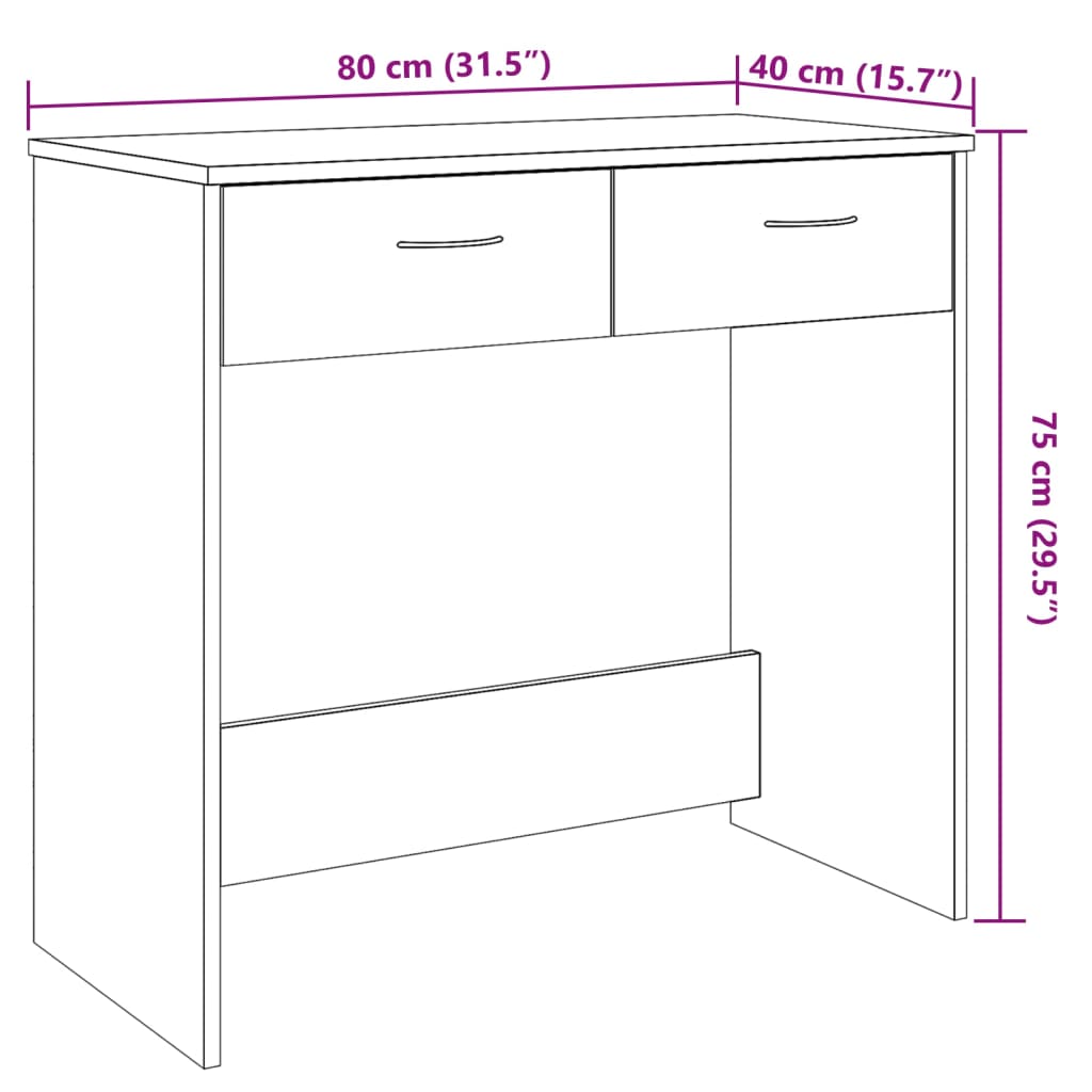 Oak Desk Artisan 80x40x75 cm - Durable Engineered Wood