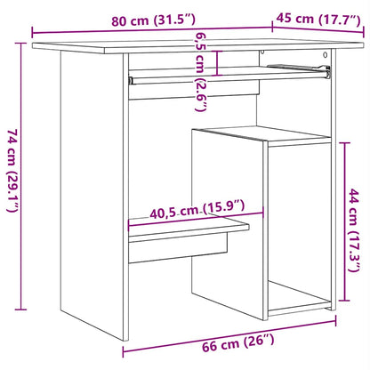 Engineered Oak Desk 80x45x74 cm - Stylish & Compact Workspace