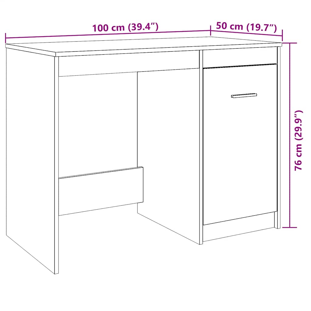 Oak Engineered Wood Desk Artisan 100x50x76 cm