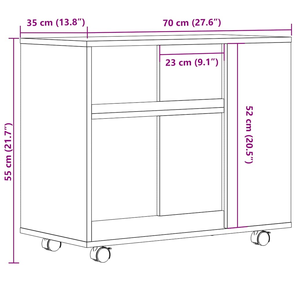 Vintage-Style Engineered Wood Side Table, 70x35x55 cm
