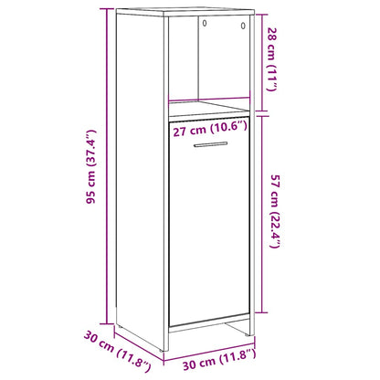 Artisan Oak Bathroom Cabinet, Engineered Wood 30x30x95 cm