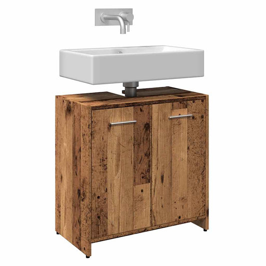 Rustic Engineered Wood Bathroom Sink Cabinet, 60x33x60 cm