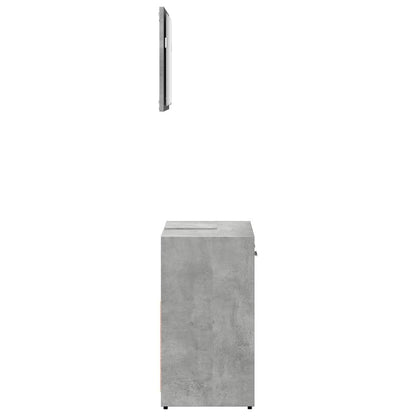 Concrete Grey Engineered Wood Bathroom Cabinet with Mirror