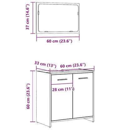 Concrete Grey Engineered Wood Bathroom Cabinet with Mirror