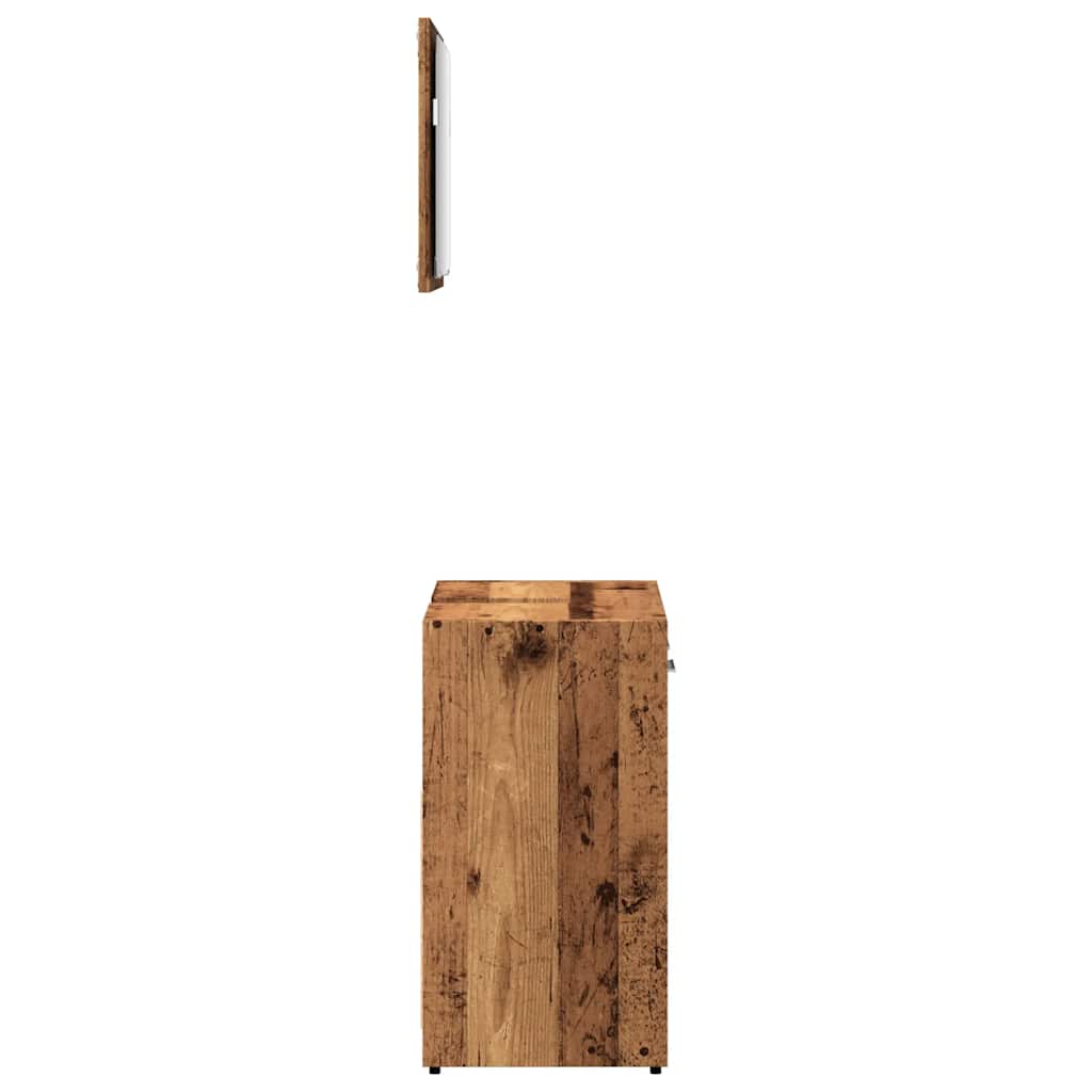 Rustic Bathroom Cabinet with Mirror - Old & Engineered Wood Design