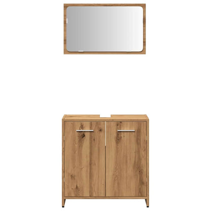 Artisan Oak Bathroom Cabinet with Mirror - Engineered Wood