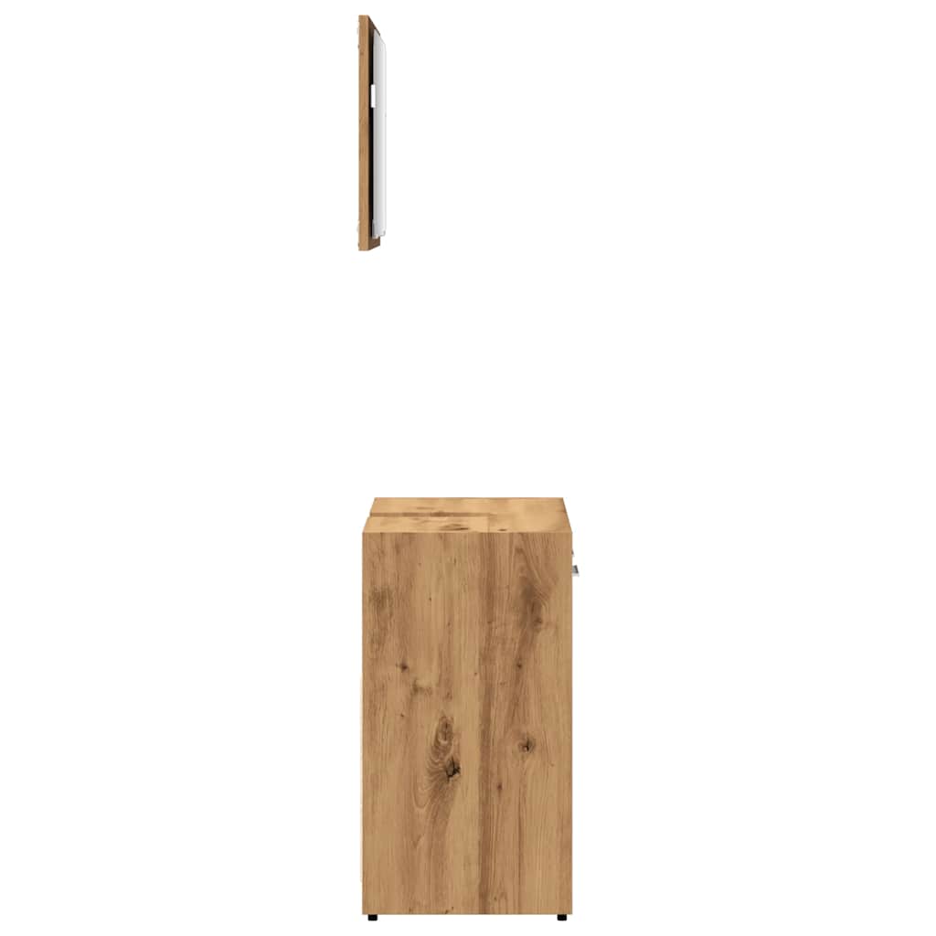 Artisan Oak Bathroom Cabinet with Mirror - Engineered Wood