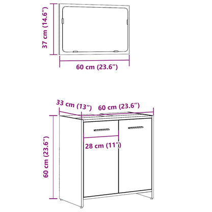 Artisan Oak Bathroom Cabinet with Mirror - Engineered Wood