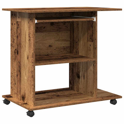 Rustic Engineered Wood Computer Desk 80x50x75 cm - Classic Charm