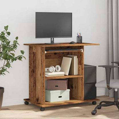 Rustic Engineered Wood Computer Desk 80x50x75 cm - Classic Charm