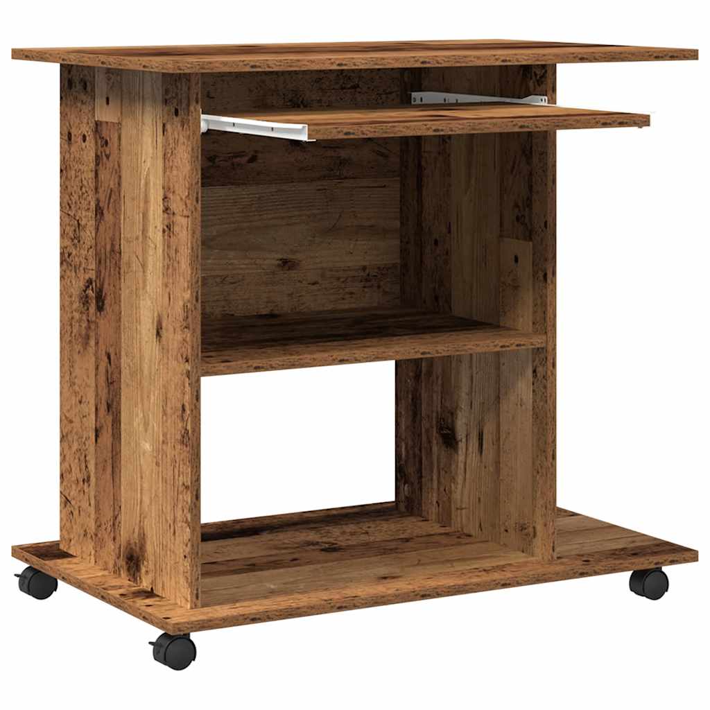 Rustic Engineered Wood Computer Desk 80x50x75 cm - Classic Charm
