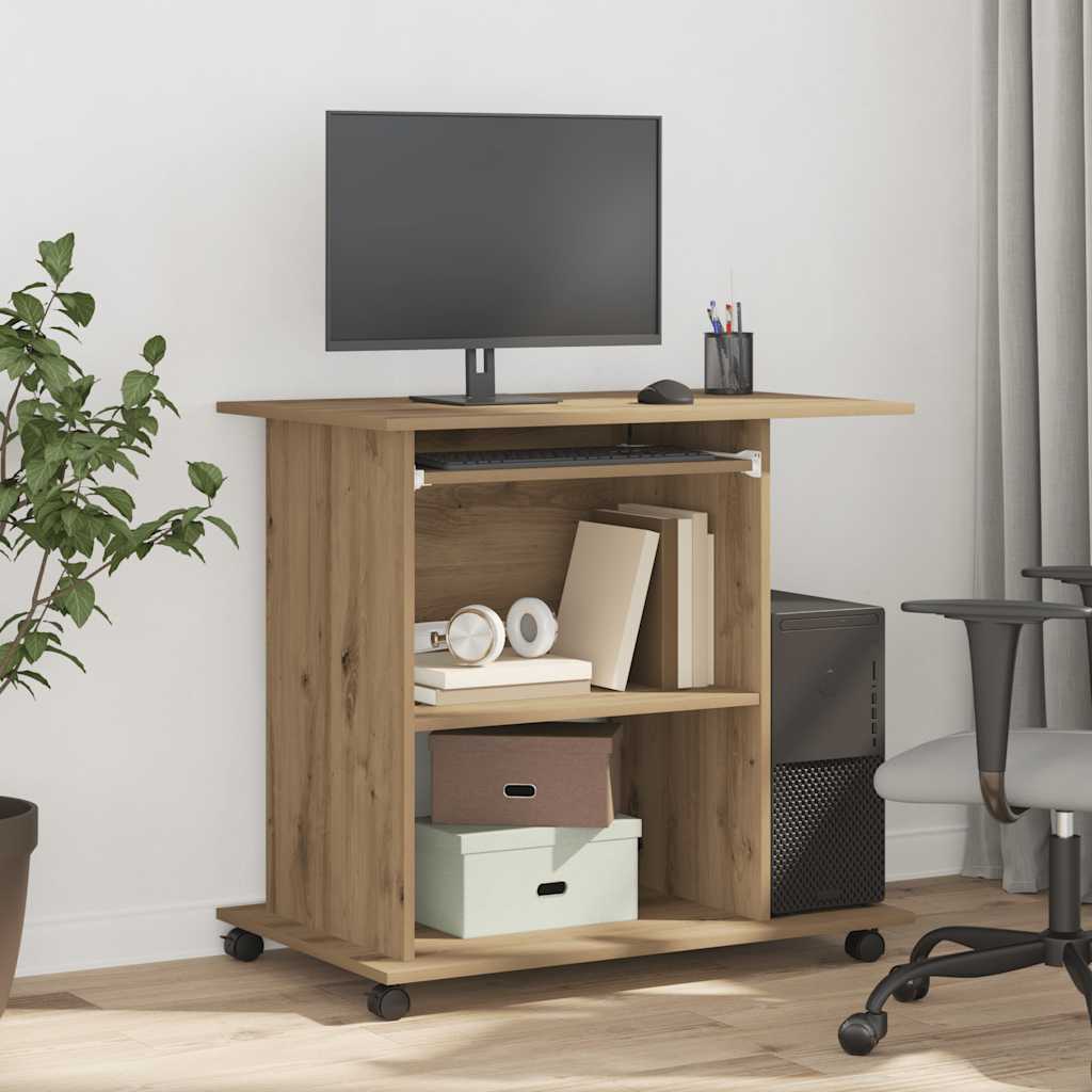 Artisan Oak Computer Desk 80x50x75 cm - Engineered Wood