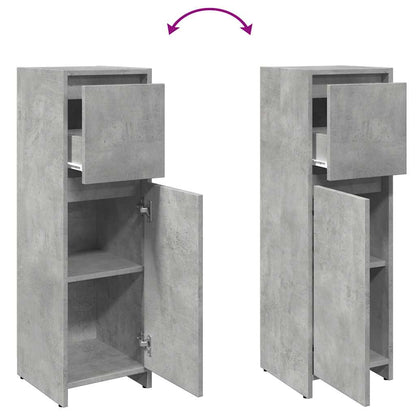Concrete Grey Bathroom Cabinet, 30x30x95cm, Engineered Wood