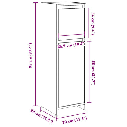 Concrete Grey Bathroom Cabinet, 30x30x95cm, Engineered Wood