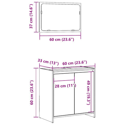 Concrete Grey Engineered Wood Bathroom Set - 2 Piece Furniture