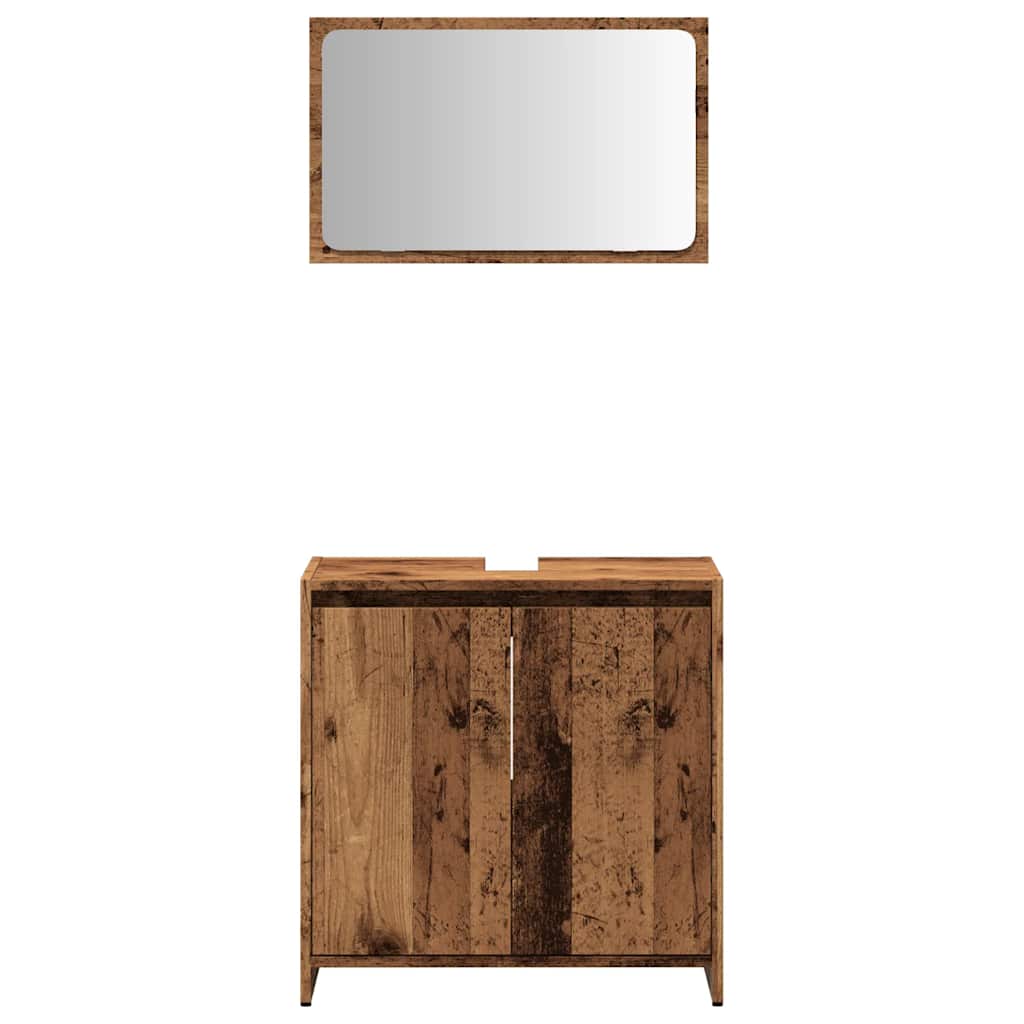 Vintage Style 2-Piece Bathroom Furniture Set, Old Engineered Wood