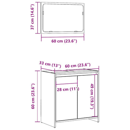 Vintage Style 2-Piece Bathroom Furniture Set, Old Engineered Wood