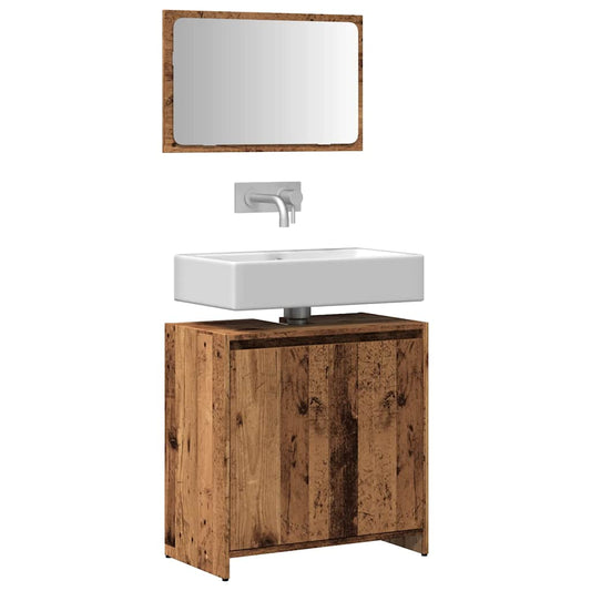 Vintage Style 2-Piece Bathroom Furniture Set, Old Engineered Wood