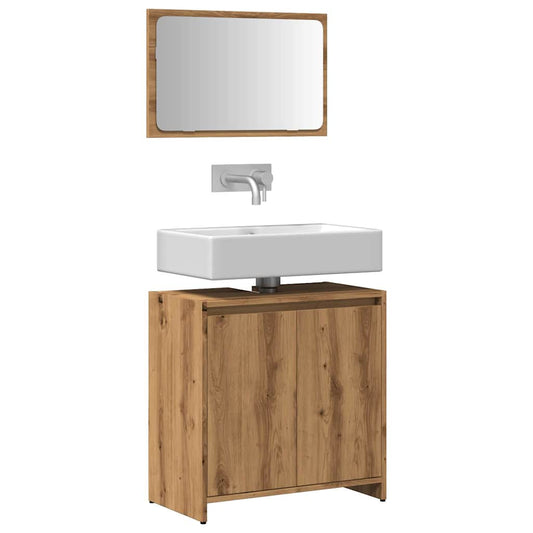 Artisan Oak 2-Piece Bathroom Set - Engineered Wood Elegance