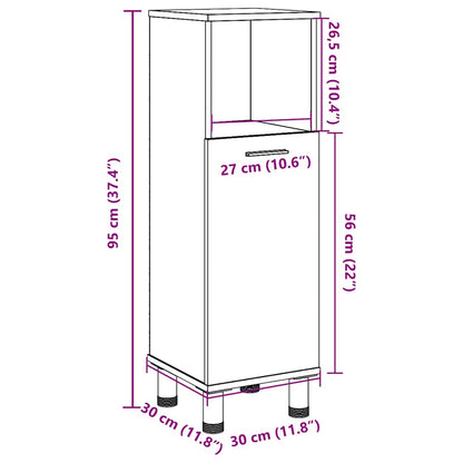 Compact Concrete Grey Bathroom Cabinet, Engineered Wood, 30x30x95 cm