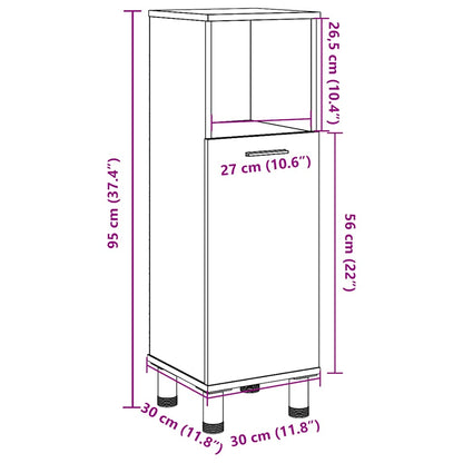 Artisan Oak Bathroom Cabinet 30x30x95 cm - Engineered Wood
