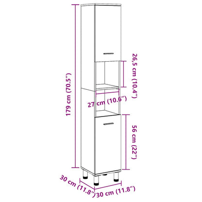 Concrete Grey Bathroom Cabinet, 30x30x179 cm, Engineered Wood