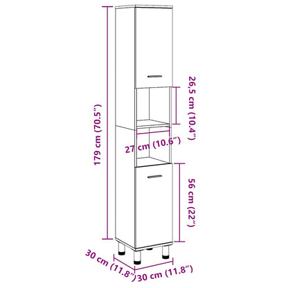 Rustic Bathroom Cabinet 179cm Tall, Engineered Old Wood Finish