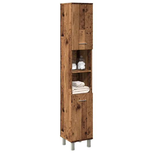 Rustic Bathroom Cabinet 179cm Tall, Engineered Old Wood Finish