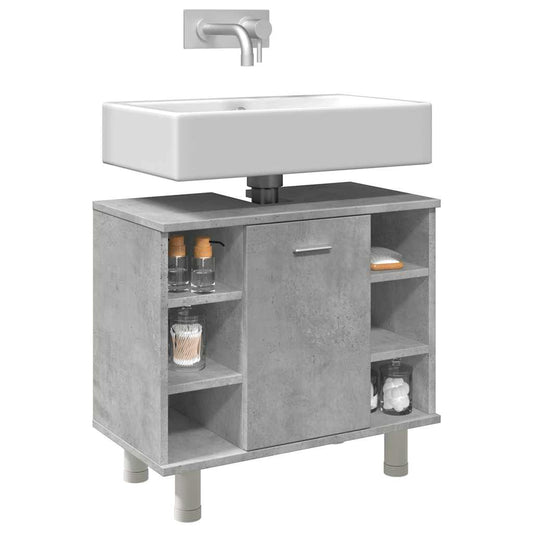 Concrete Grey Engineered Wood Bathroom Cabinet 60x32x53.5 cm