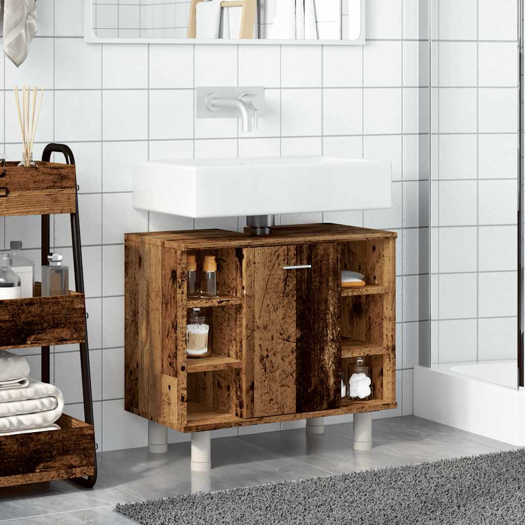Rustic Bathroom Cabinet, Engineered Wood, 60x32x53.5 cm Vintage Charm