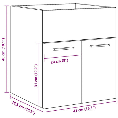 Elegant Concrete Grey Bathroom Sink Cabinet - Engineered Wood 41x38.5x46 cm