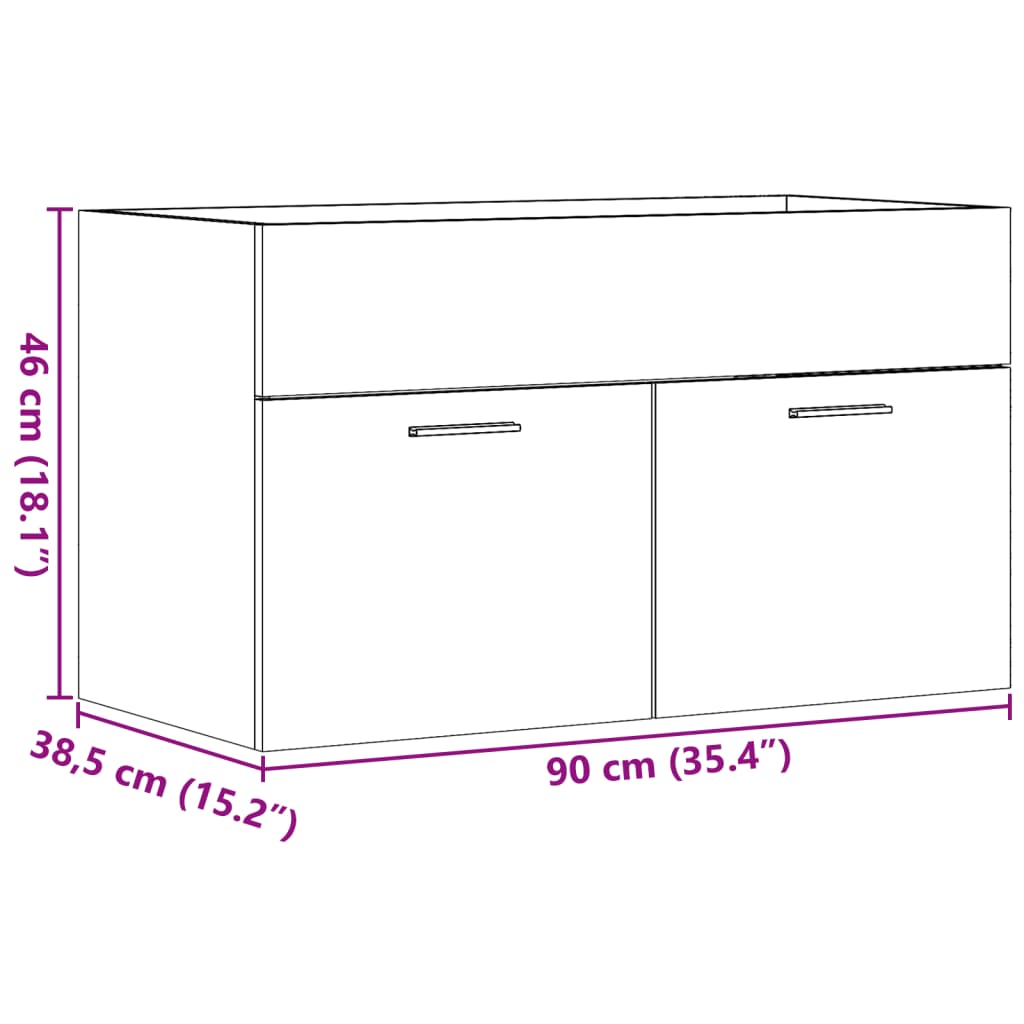 Sonoma Oak Bathroom Sink Cabinet 90x38.5x46 cm - Engineered Wood