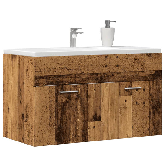 Rustic Engineered Wood Bathroom Sink Cabinet, 90x38.5x46cm