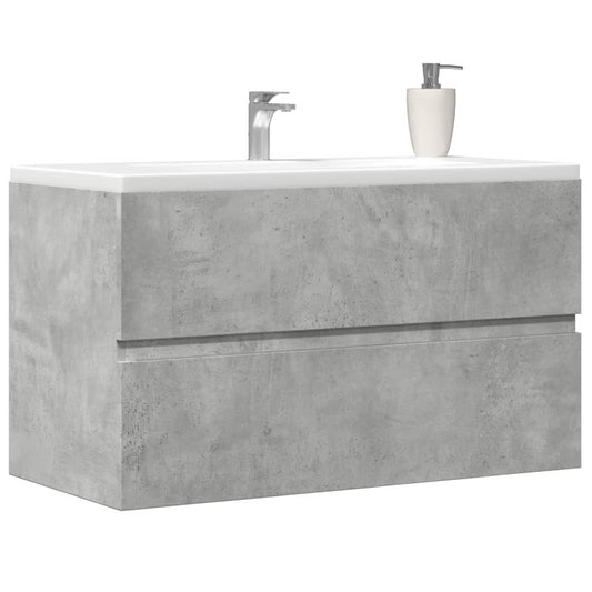 Concrete Grey Engineered Wood Bathroom Cabinet - 80x38.5x45 cm