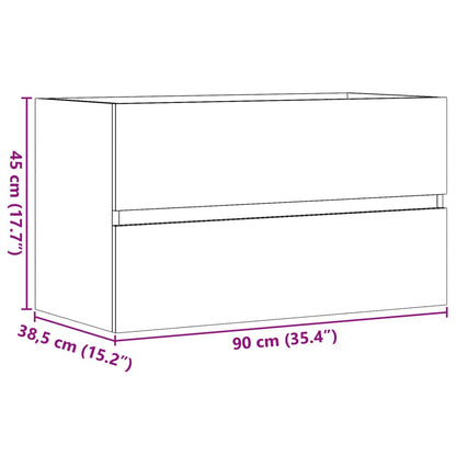 Concrete Grey Sink Cabinet, Engineered Wood, 90x38.5x45 cm