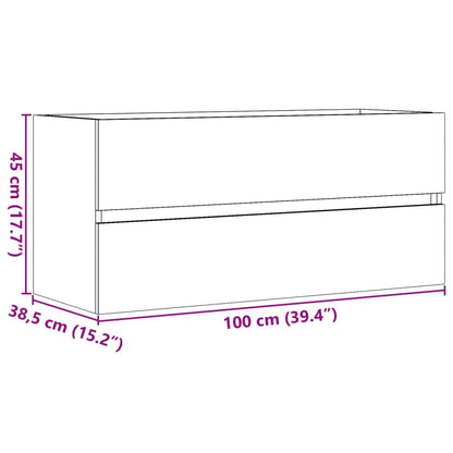Compact Concrete Grey Sink Cabinet - Durable Engineered Wood 100cm