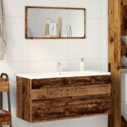 Rustic Sink Cabinet, Old Wood Finish, 100x38.5x45 cm, Engineered Wood