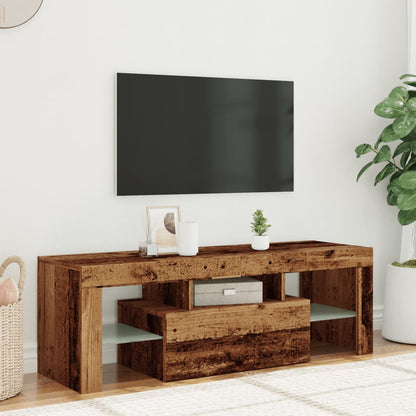 TV Cabinet with LED Lights Old Wood 120x36.5x40 cm Engineered Wood