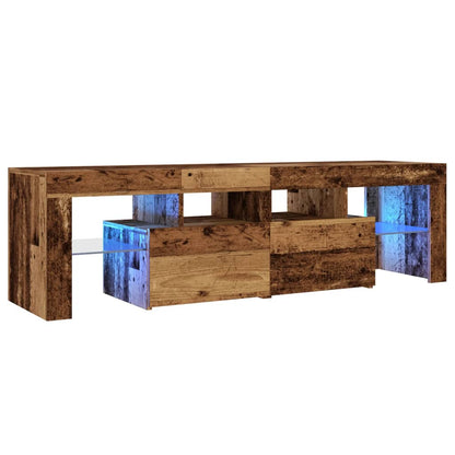 TV Cabinet with LED Lights Old Wood 140x36.5x40 cm Engineered Wood