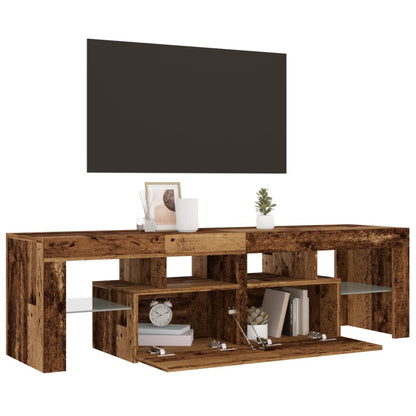 TV Cabinet with LED Lights Old Wood 140x36.5x40 cm Engineered Wood