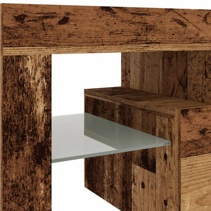 TV Cabinet with LED Lights Old Wood 140x36.5x40 cm Engineered Wood