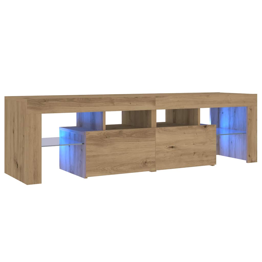 TV Cabinet with LED Lights Artisan Oak 140x36.5x40 cm Engineered Wood