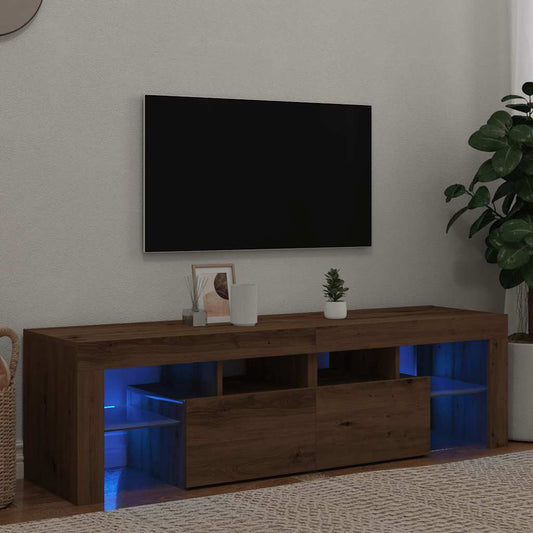 TV Cabinet with LED Lights Artisan Oak 140x36.5x40 cm Engineered Wood