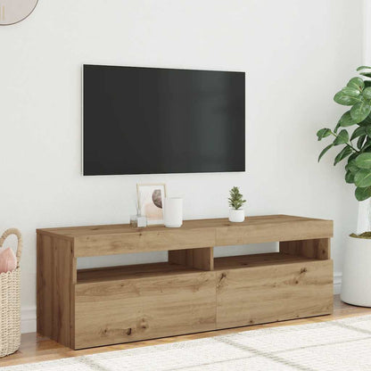 TV Cabinet with LED Lights Artisan Oak 120x35x40 cm Engineered Wood