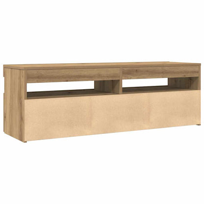 TV Cabinet with LED Lights Artisan Oak 120x35x40 cm Engineered Wood